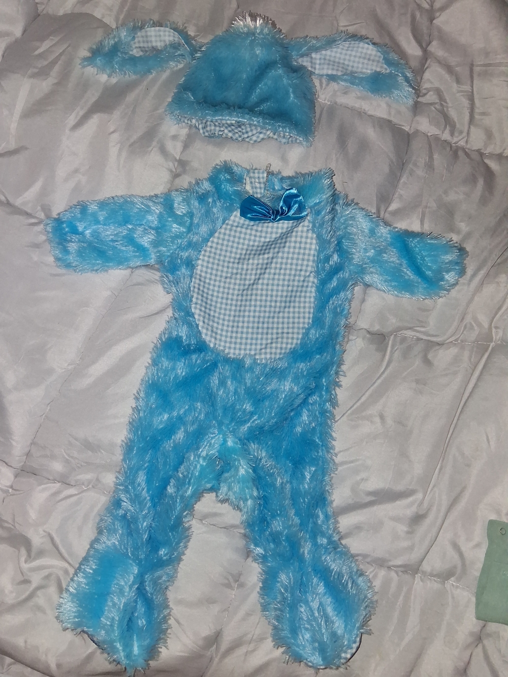 Rubie’s Infant Blue Bunny Plush Costume Set Gingham Easter Halloween 0-6 Months